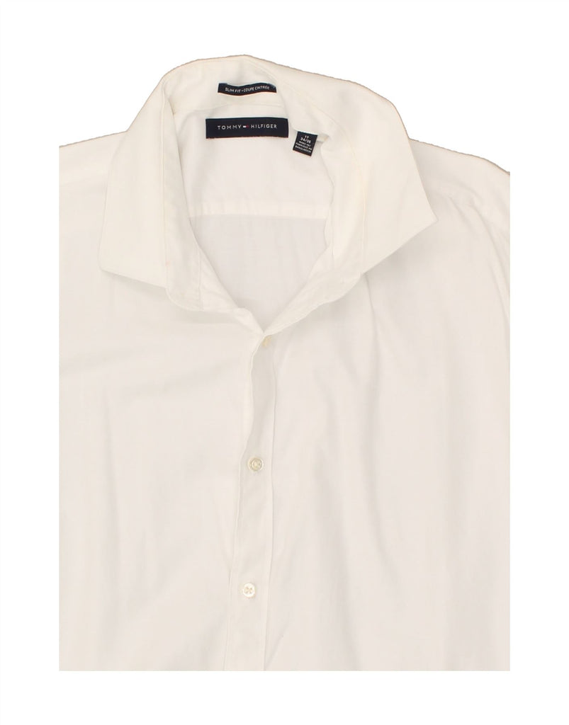 TOMMY HILFIGER Mens Slim Fit Shirt Size 17 XL White Cotton | Vintage Tommy Hilfiger | Thrift | Second-Hand Tommy Hilfiger | Used Clothing | Messina Hembry 