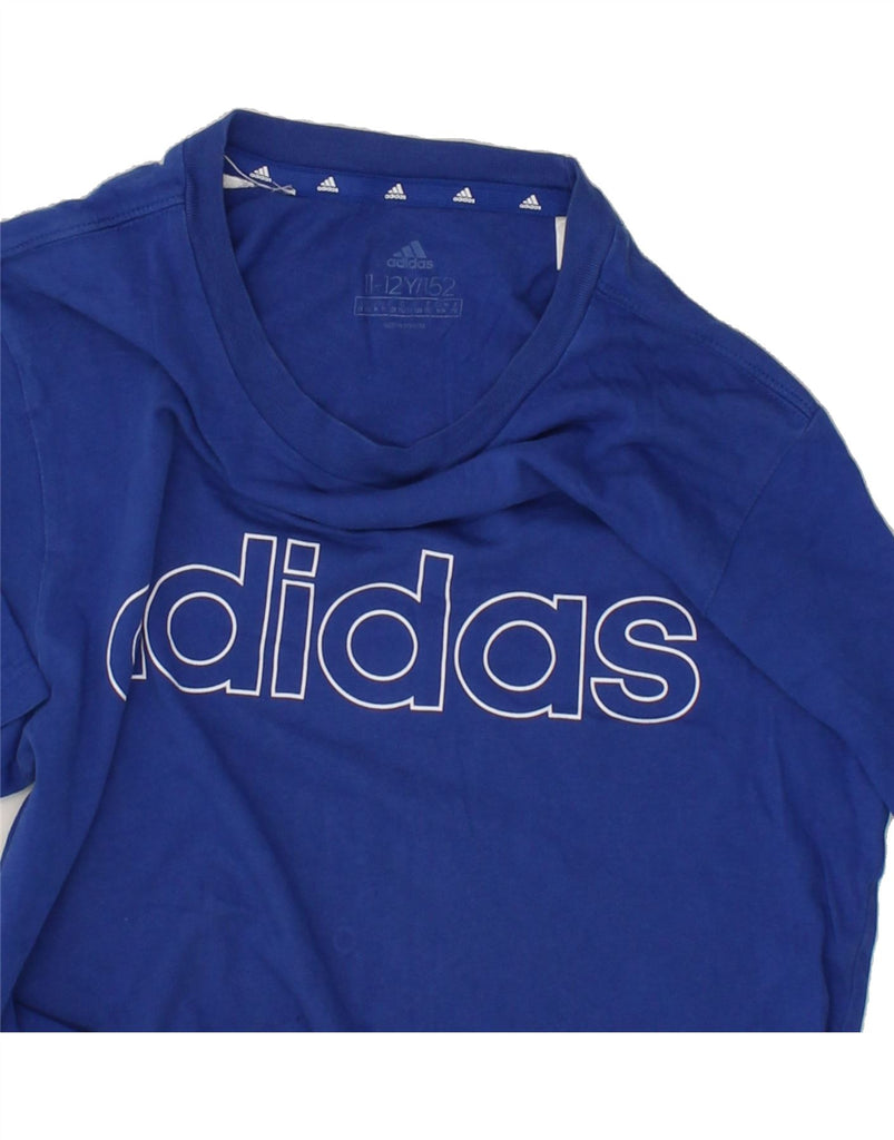 ADIDAS Boys Graphic T-Shirt Top 11-12 Years Blue Cotton Vintage Adidas and Second-Hand Adidas from Messina Hembry 