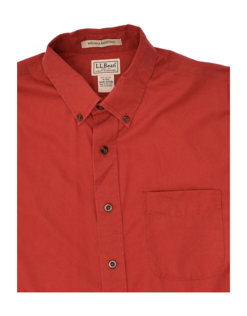 L.L.BEAN Mens Wrinkle Resistant Short Sleeve Shirt Medium Red Cotton | Vintage L.L.Bean | Thrift | Second-Hand L.L.Bean | Used Clothing | Messina Hembry 