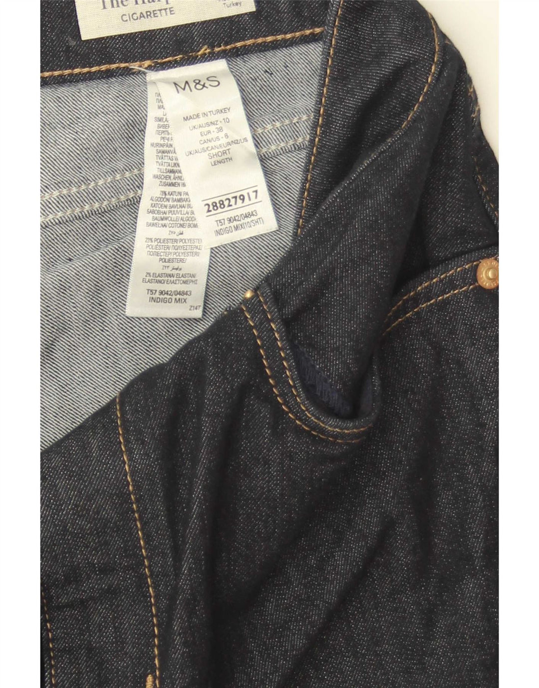 Marks & Spencer Womens Straight Jeans UK 10 Small W28 L23 Navy Blue