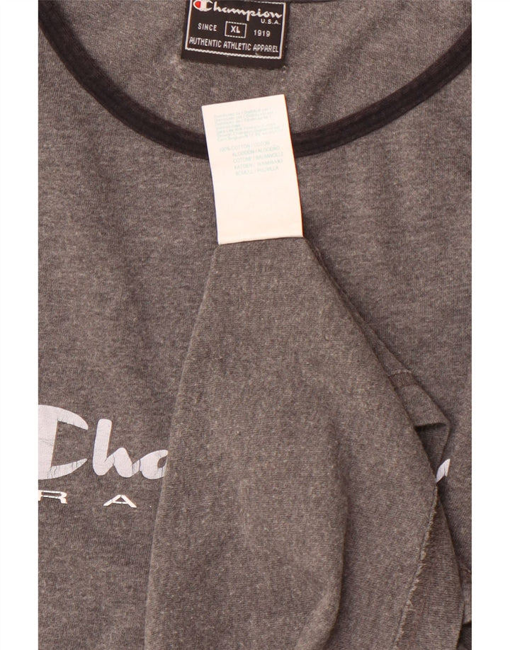 CHAMPION Womens Graphic T-Shirt Top UK 18 XL Grey Cotton