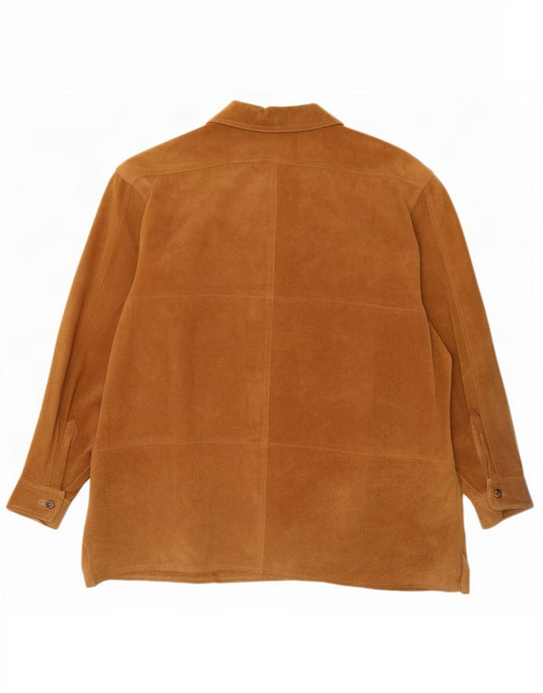 Vintage Womens Overshirt Suede Shirt IT 52 XL Beige Leather