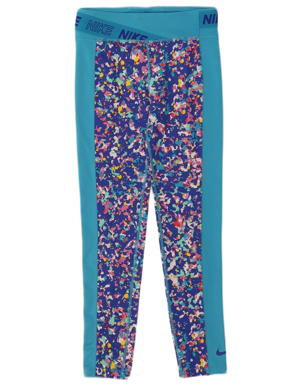 Nike Girls Dri Fit Graphic Leggings 12-13 Years Large Multicoloured Tie Dye
