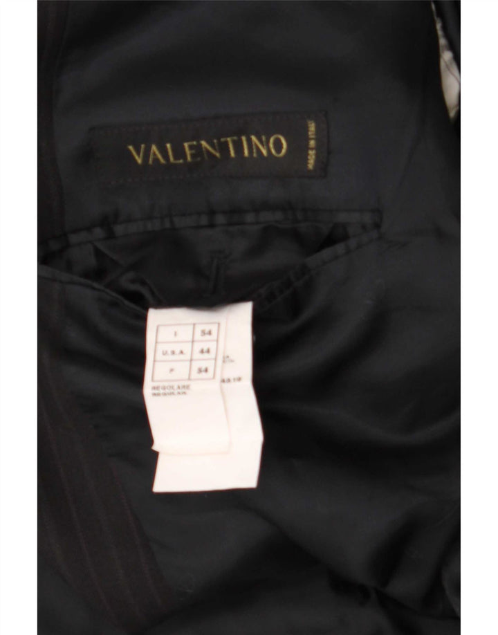 Valentino Mens 3 Button Blazer Jacket IT 54 2XL Black Pinstripe Classic