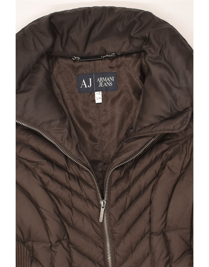 ARMANI JEANS Womens Padded Coat US 6 Medium Brown Polyester | Vintage Armani Jeans | Thrift | Second-Hand Armani Jeans | Used Clothing | Messina Hembry 