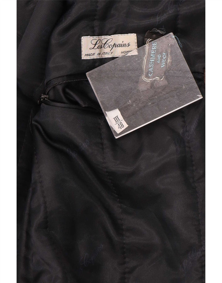 Les Copains Mens Double Breasted Coat IT 48 Medium Navy Blue Cashmere