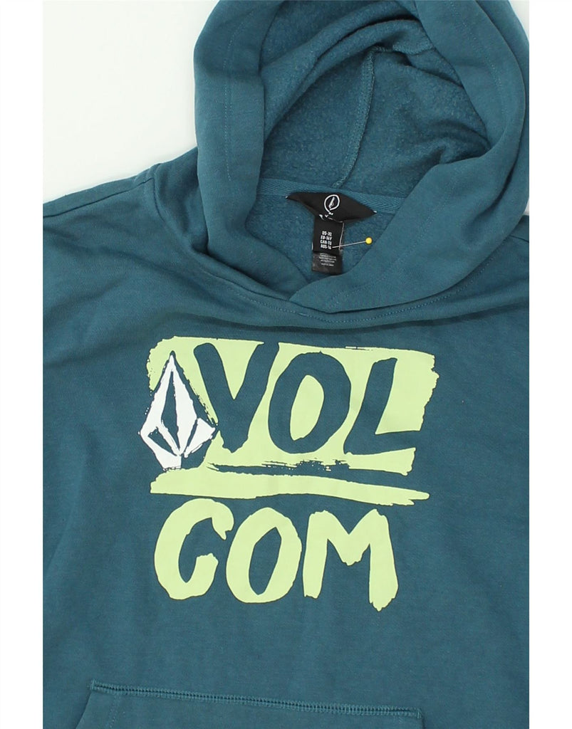 VOLCOM Girls Graphic Hoodie Jumper 13-14 Years Blue Cotton | Vintage Volcom | Thrift | Second-Hand Volcom | Used Clothing | Messina Hembry 