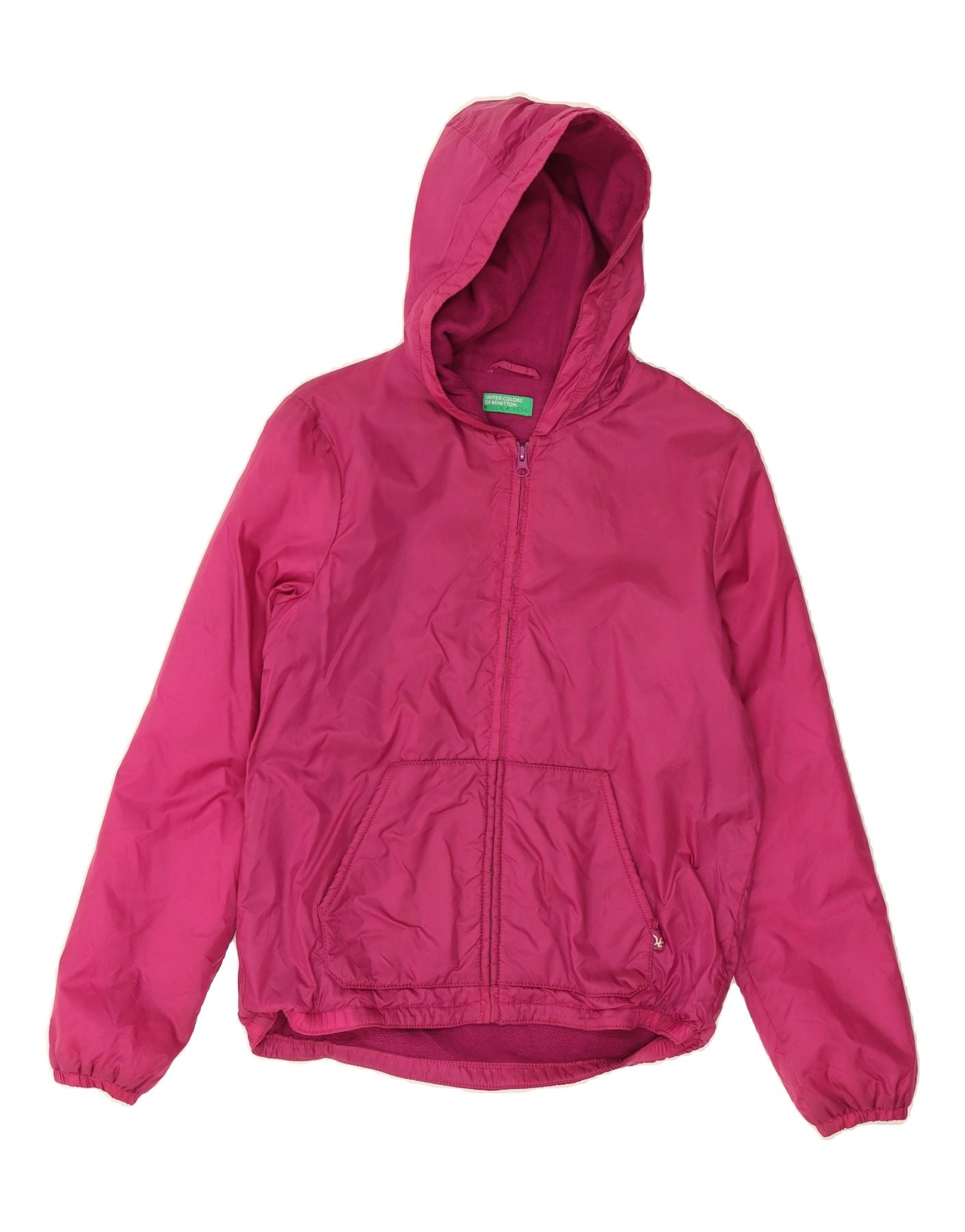 BENETTON Girls Hooded Rain Jacket 13-14 Years Pink Vintage