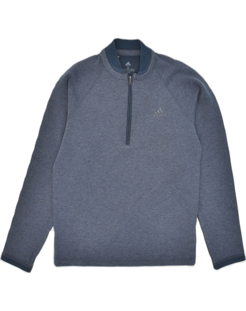 ADIDAS Mens Zip Neck Sweatshirt Jumper Small Blue Cotton | Vintage Adidas | Thrift | Second-Hand Adidas | Used Clothing | Messina Hembry 