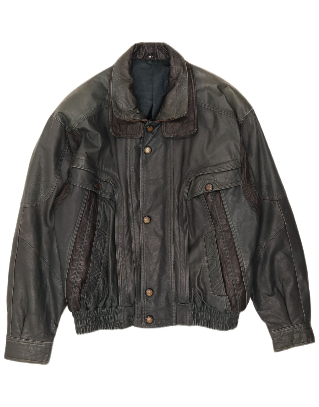 Vintage Mens Leather Jacket UK 40 Large Green