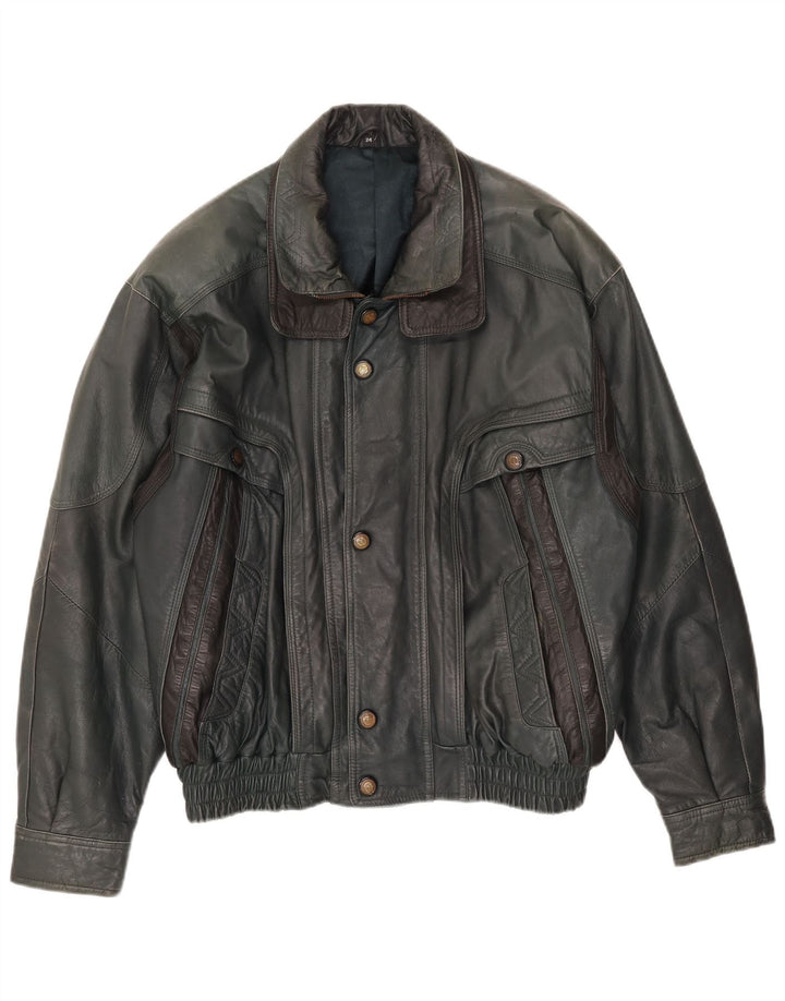 Vintage Mens Leather Jacket UK 40 Large Green