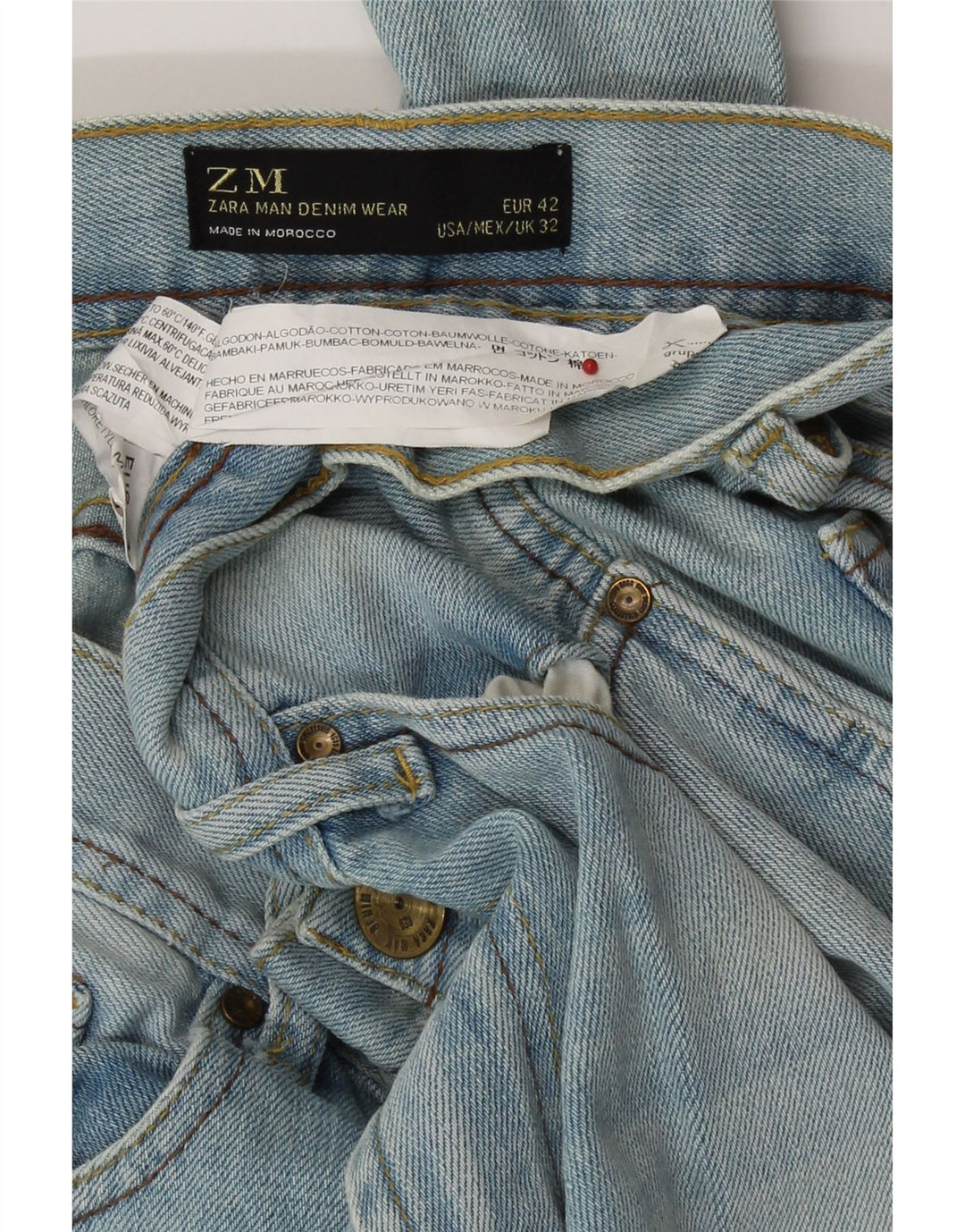 Zara Mens Slim Jeans EU 42 Large W32 L31 Blue Cotton