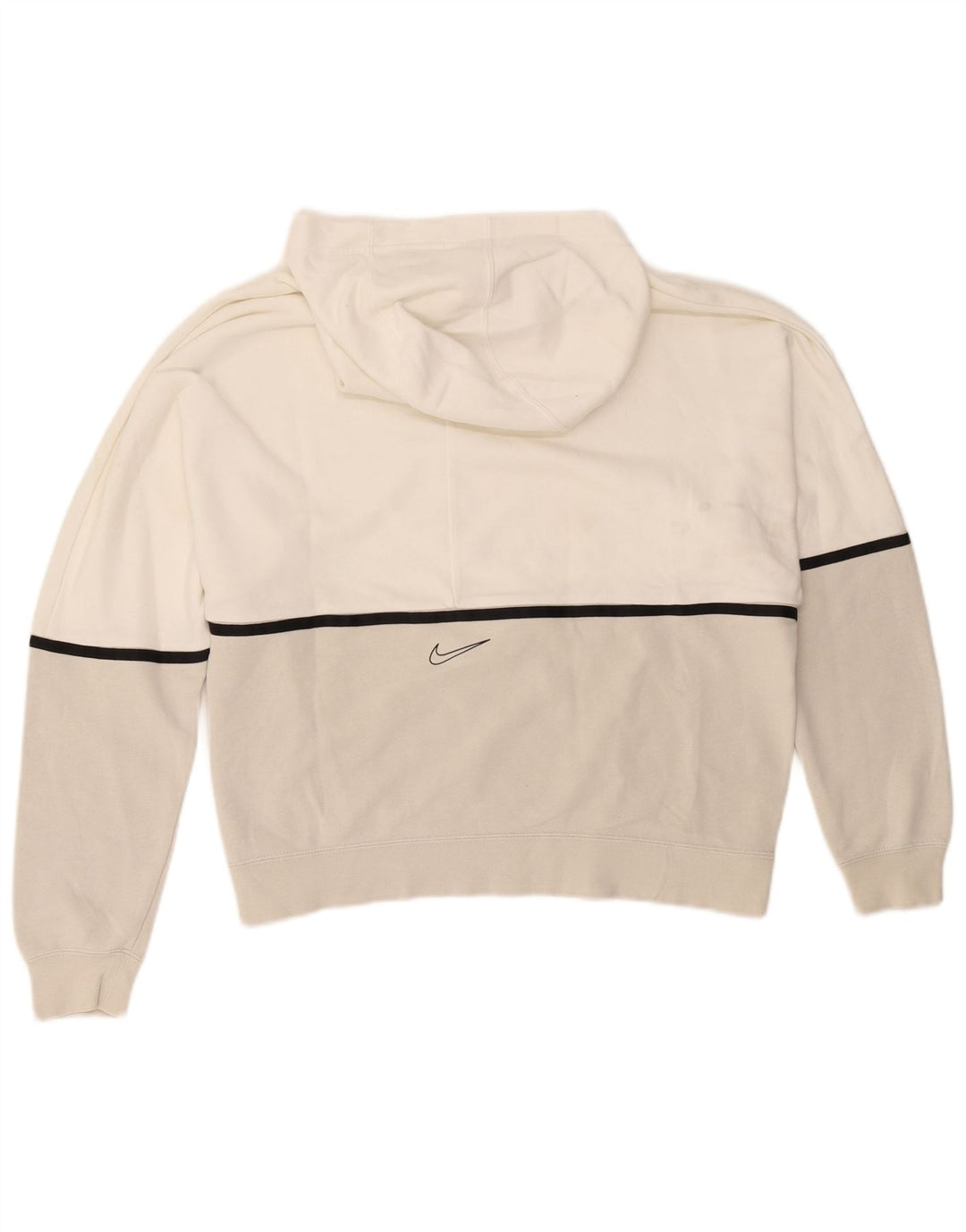 Nike Mens Graphic Hoodie Jumper Medium White Colourblock Cotton