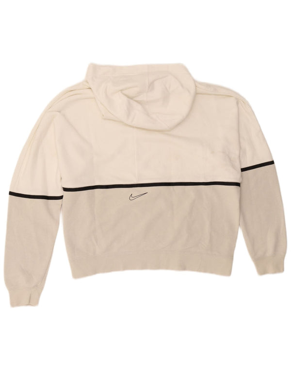 Nike Mens Graphic Hoodie Jumper Medium White Colourblock Cotton