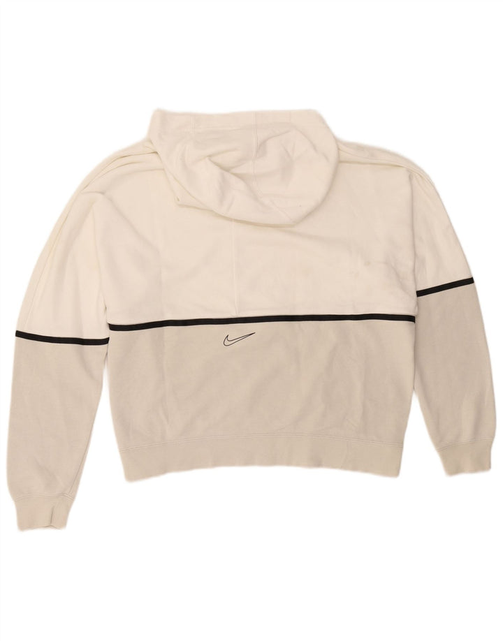 Nike Mens Graphic Hoodie Jumper Medium White Colourblock Cotton