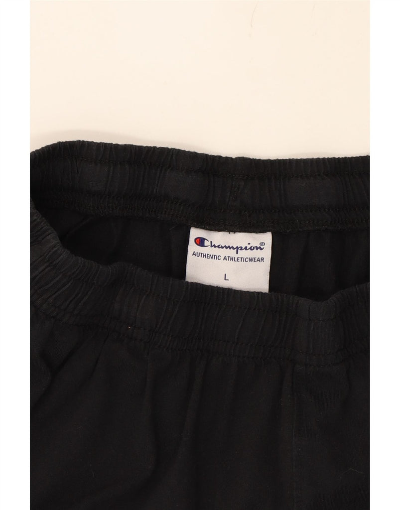 CHAMPION Mens Graphic Sport Shorts Large  Black Vintage Champion and Second-Hand Champion from Messina Hembry 