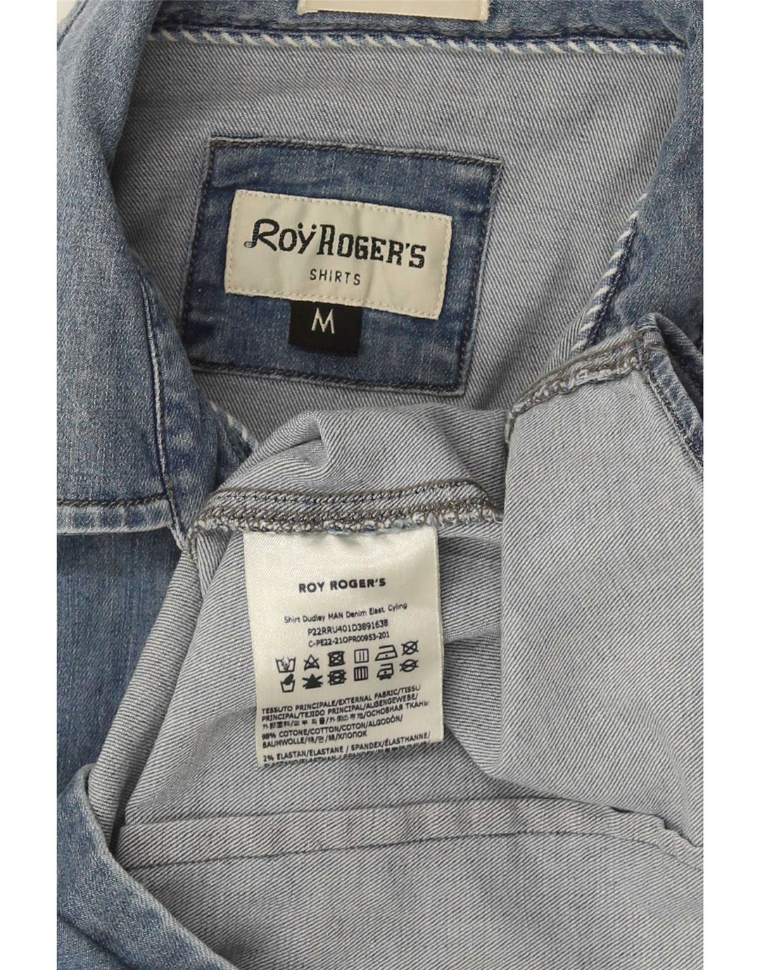 Roy Rogers Mens Denim Shirt Medium Blue Cotton