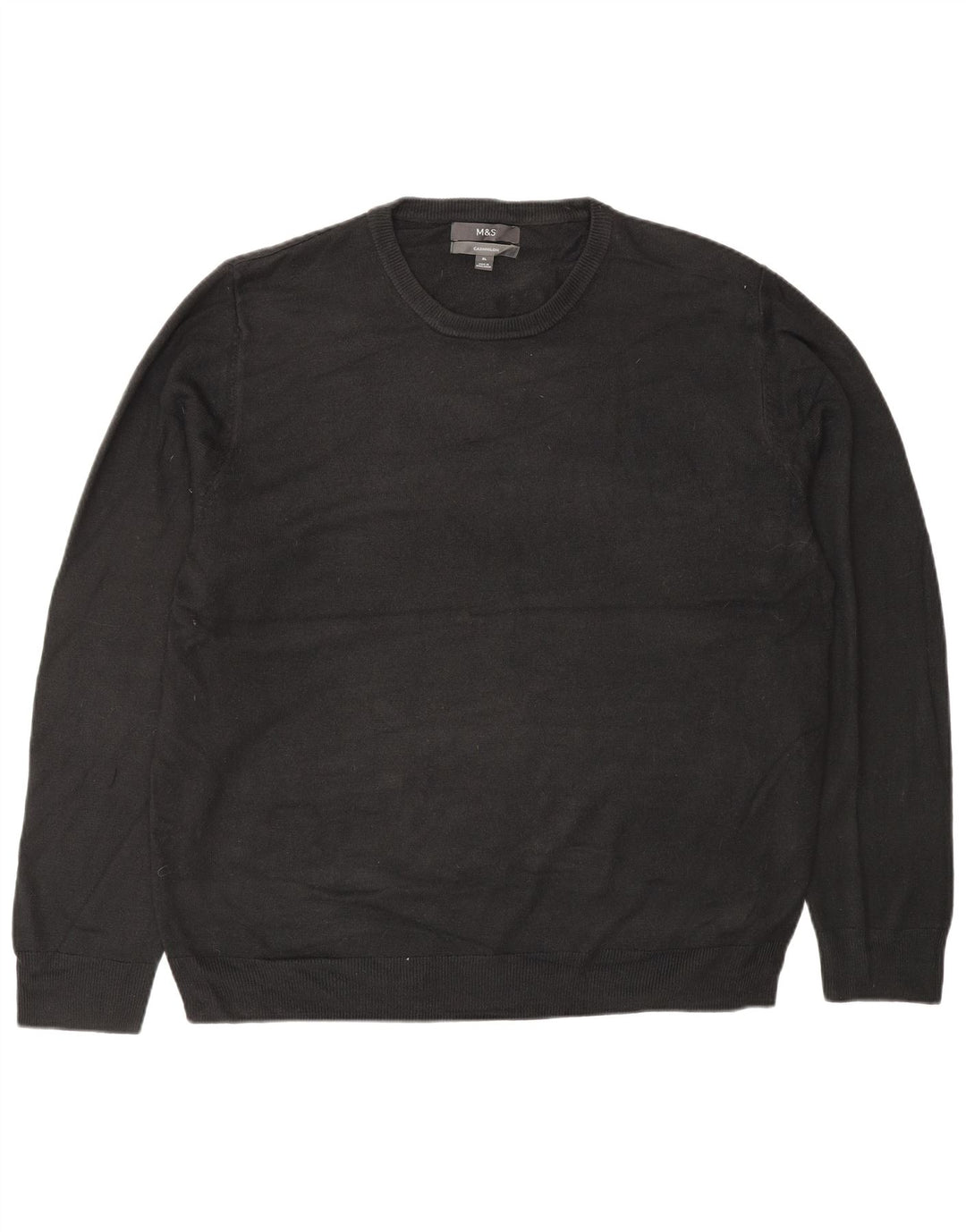 MARKS & SPENCER Mens Crew Neck Jumper Sweater XL Black Acrylic
