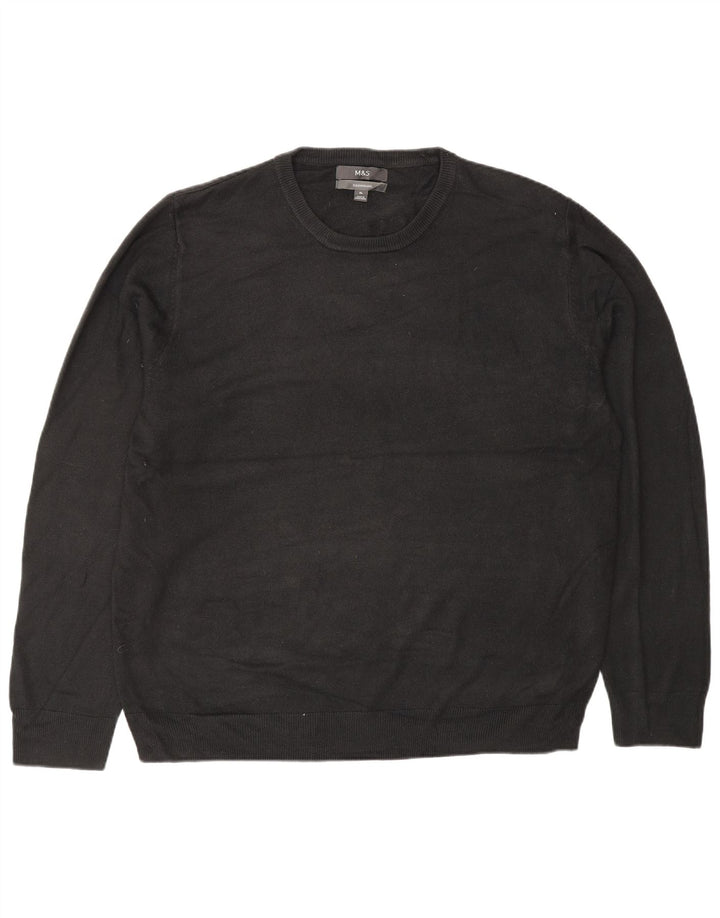 MARKS & SPENCER Mens Crew Neck Jumper Sweater XL Black Acrylic