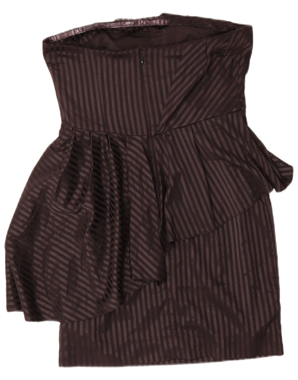 Gestuz Womens Peplum Strapless Dress EU 40 Medium Black Striped Polyester