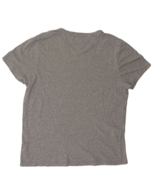 Tommy Hilfiger Womens Graphic T-Shirt Top UK 16 Large Grey Flecked Cotton