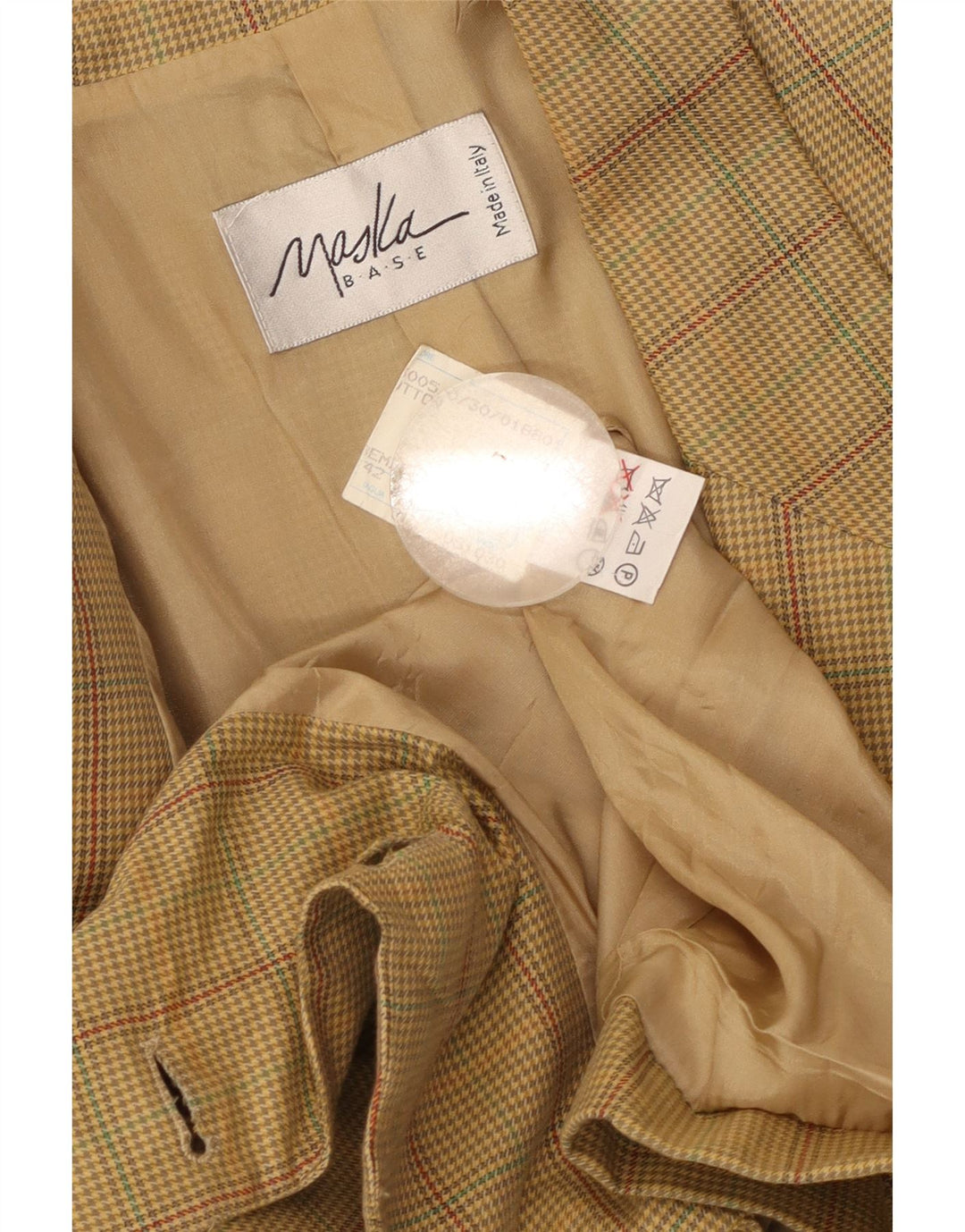 Maska Womens 2 Button Blazer Jacket IT 42 Medium Beige Check Cotton