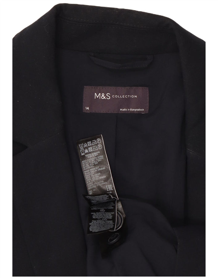 Marks & Spencer Womens 1 Button Blazer Jacket UK 14 Large Navy Blue