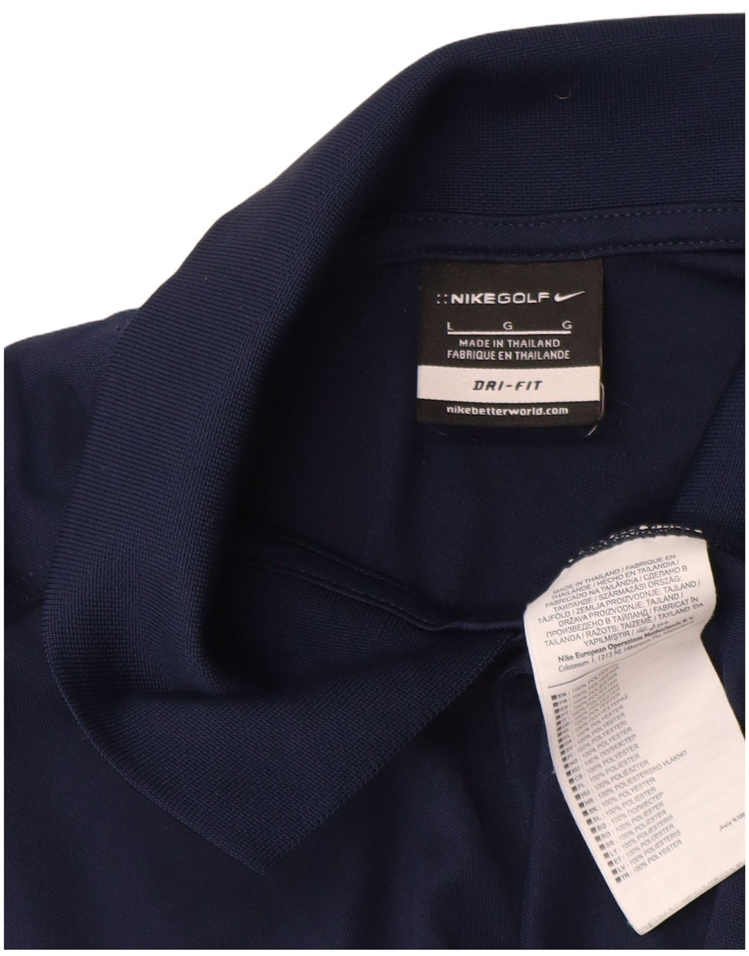 Nike Mens Dri Fit Polo Shirt Large Navy Blue Polyester