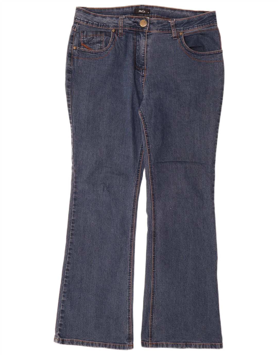 M&Co Womens Bootcut Jeans UK 14 Large W32 L30 Blue Cotton