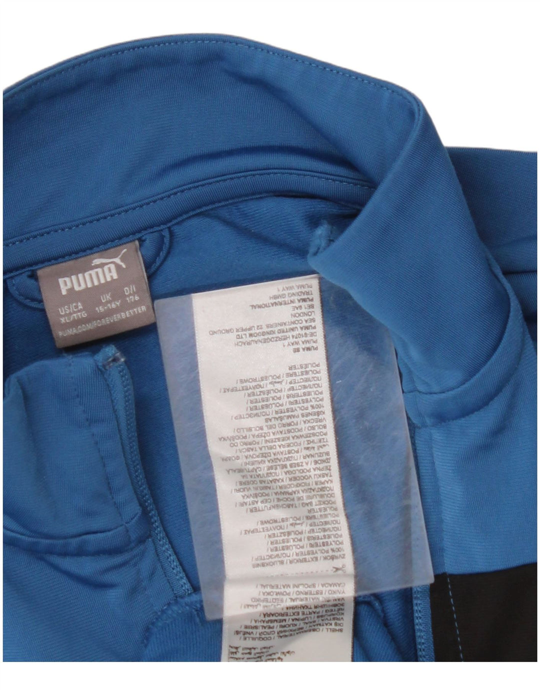 PUMA Boys Tracksuit Top Jacket 15-16 Years  Blue Colourblock Polyester