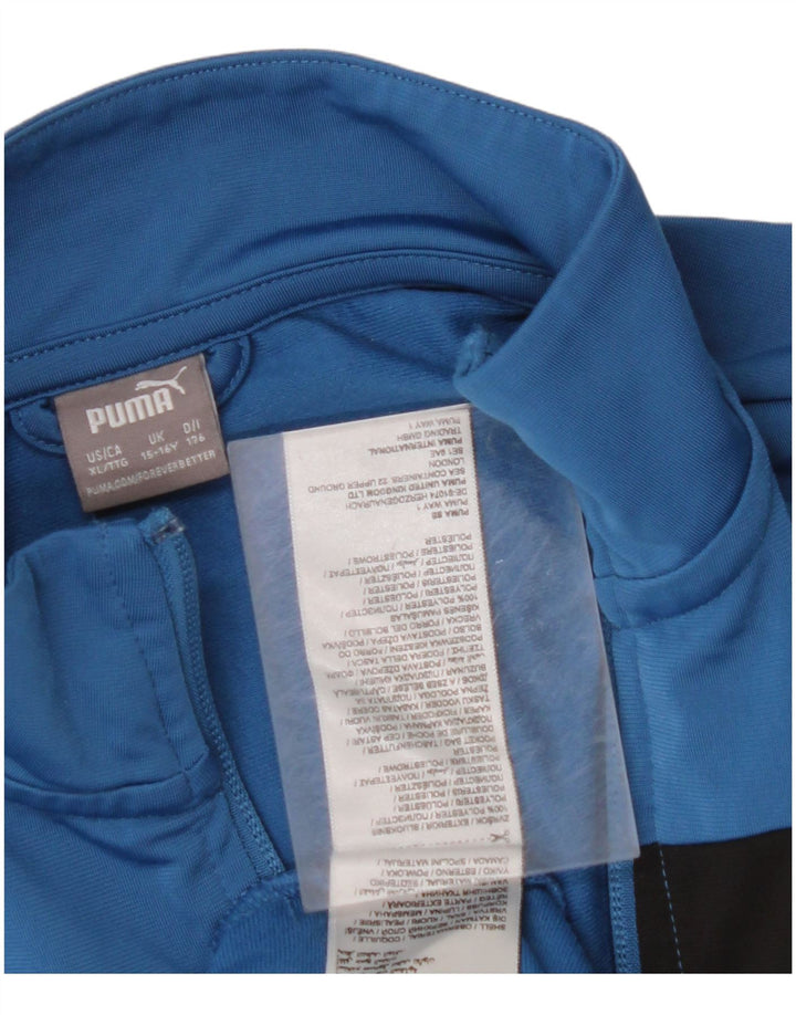 PUMA Boys Tracksuit Top Jacket 15-16 Years  Blue Colourblock Polyester