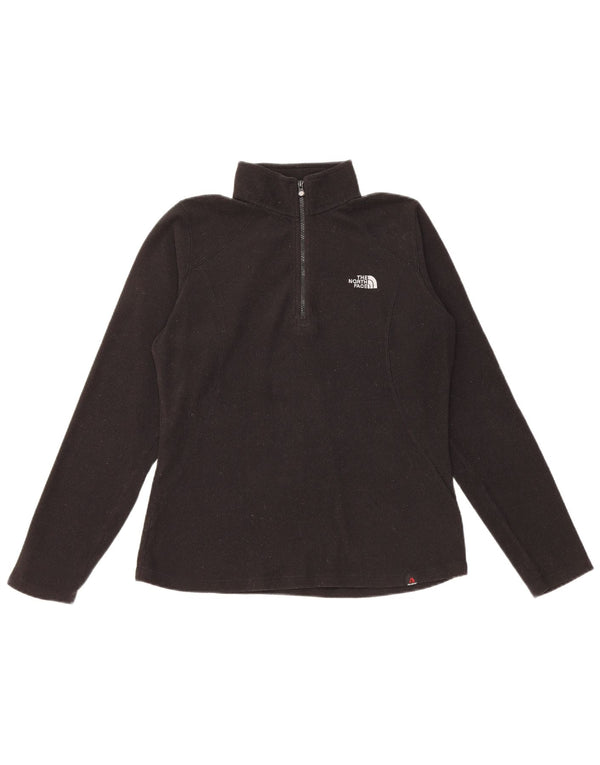 THE NORTH FACE Womens Zip Neck Fleece Jumper UK 14 Medium Black Polyester
