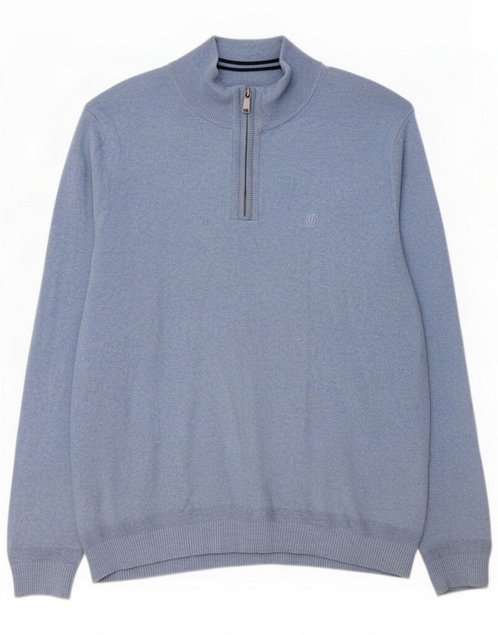 Fat Face Mens Zip Neck Jumper Sweater 2XL Blue