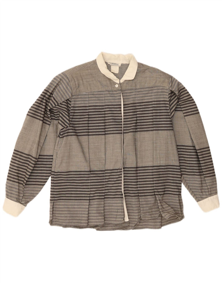Vintage Womens Shirt Blouse IT 44 Medium Grey Striped