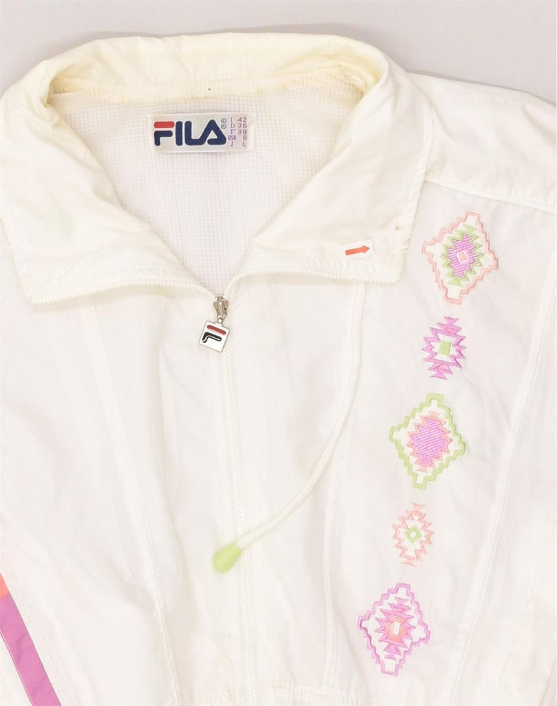 FILA Womens Tracksuit Top Jacket IT 42 Medium White Polyester | Vintage Fila | Thrift | Second-Hand Fila | Used Clothing | Messina Hembry 