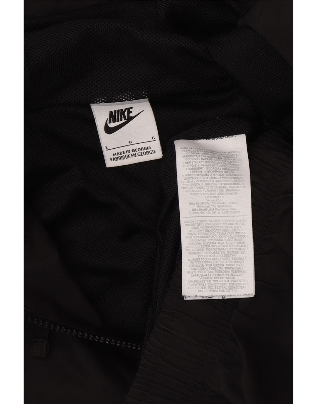 NIKE Mens Hooded Tracksuit Top Jacket Large Black Polyester