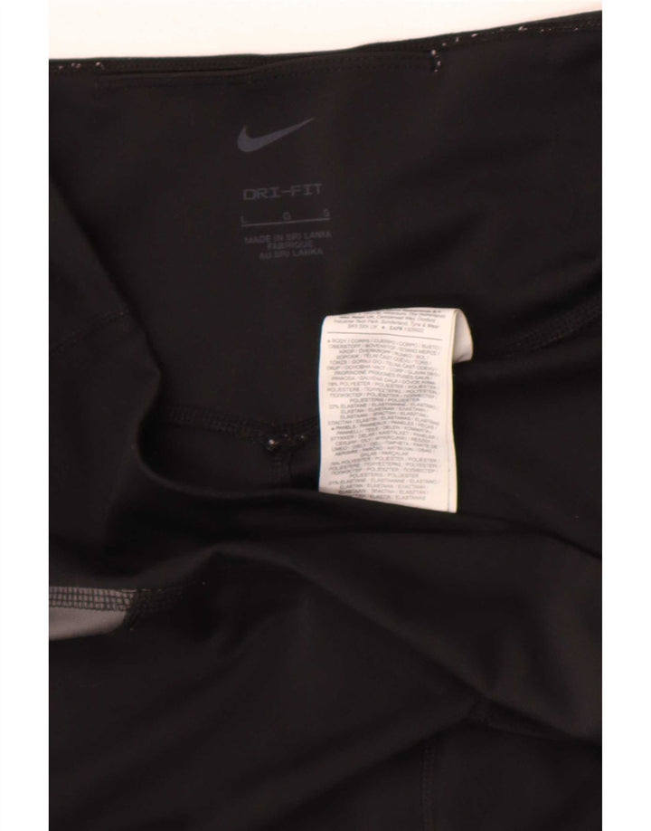 Nike Womens Dri Fit Leggings UK 16 Large Black Colourblock Polyester