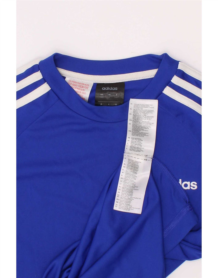 Adidas Boys Climalite T-Shirt Top 9-10 Years Blue Polyester