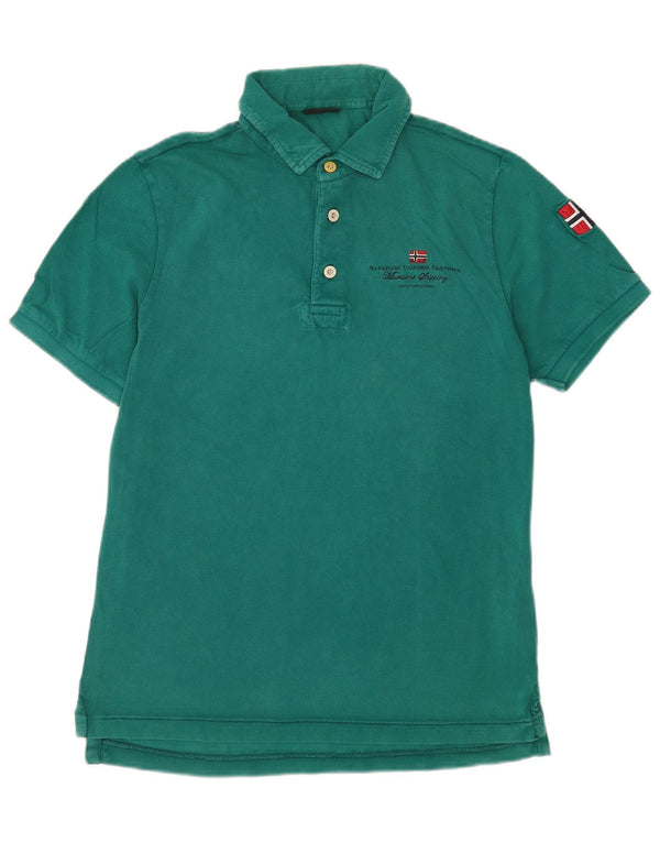 Napapijri Mens Geographic Graphic Polo Shirt Medium Green Cotton