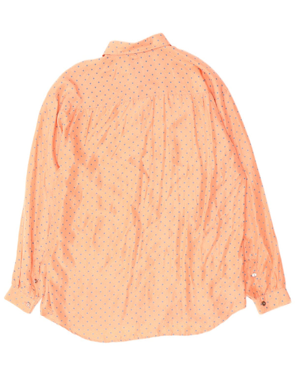 WAMPUM Mens Shirt Medium Orange Polka Dot Silk
