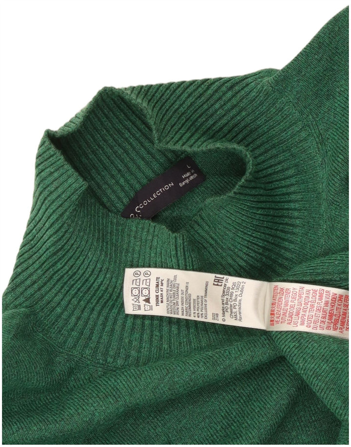 Marks & Spencer Womens Longline Turtle Neck Jumper Sweater UK 16 Large Gree