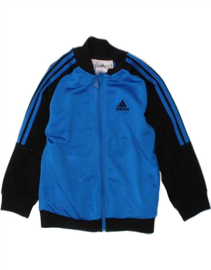 ADIDAS Boys Tracksuit Top Jacket 2-3 Years Blue Colourblock Polyester Vintage Adidas and Second-Hand Adidas from Messina Hembry 