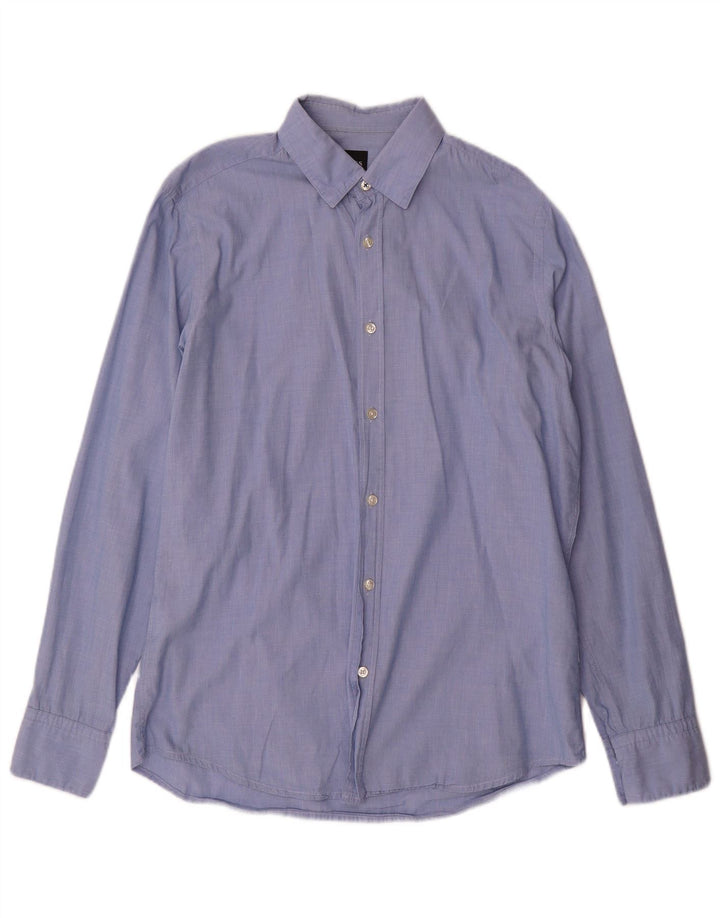 Hugo Boss Mens Regular Fit Shirt Medium Blue Cotton