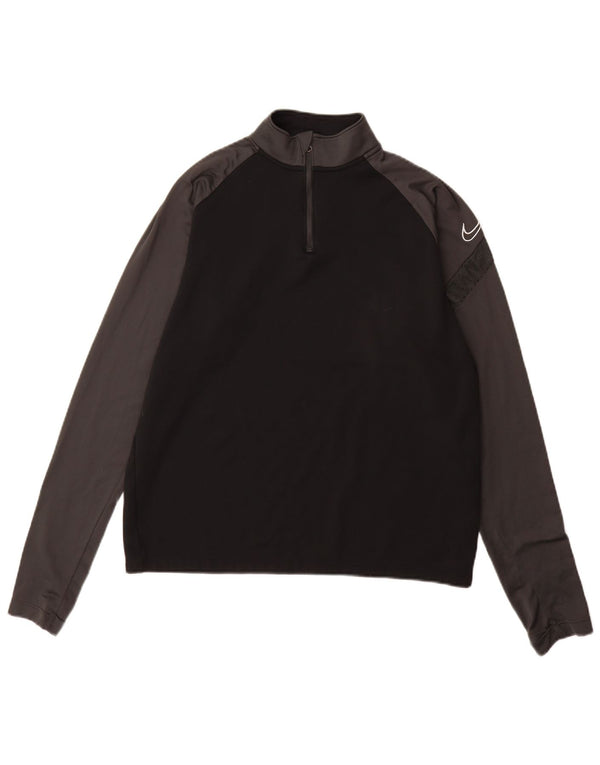 Nike Mens Dri Fit Pullover Tracksuit Top Medium Black Colourblock Polyester