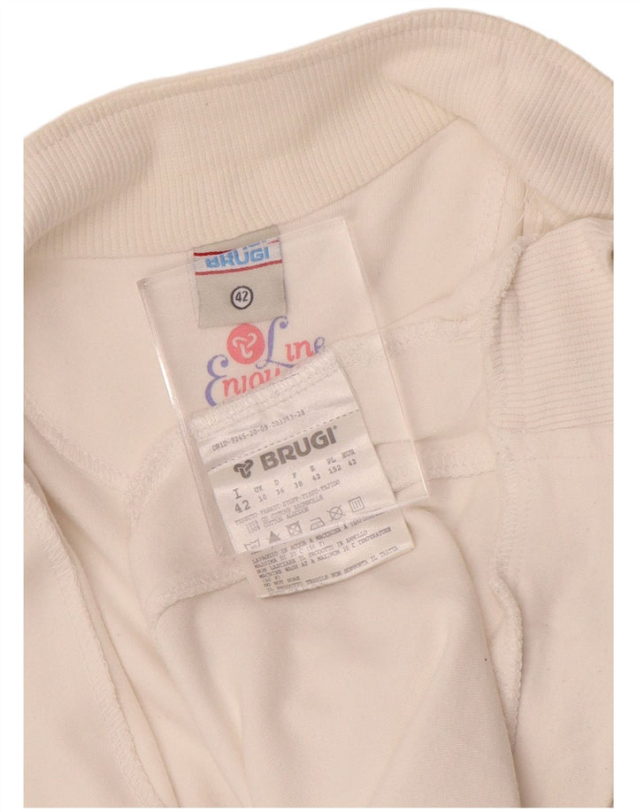 Brugi Womens Tracksuit Top Jacket UK 10 Small White Cotton