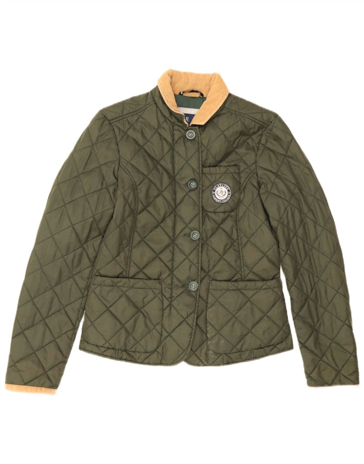 Playlife Womens Quilted Jacket UK 14 Medium Khaki Cotton