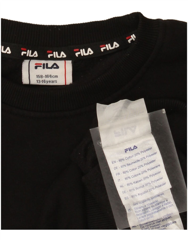 Fila Boys Graphic Sweatshirt Jumper 13-14 Years Black Cotton