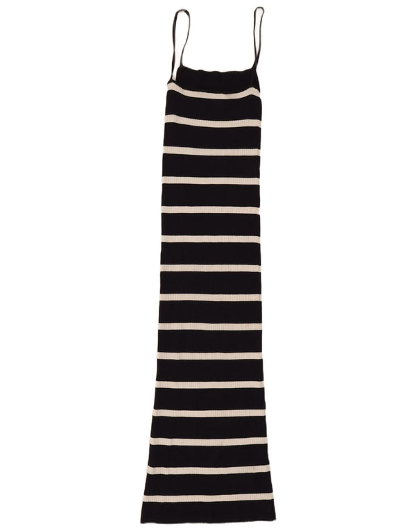 Zara Womens Sleeveless Maxi Dress UK 8 Small Black Striped Viscose