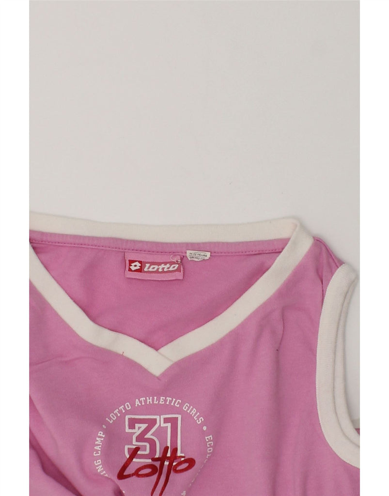 LOTTO Girls Vest Top 11-12 Years Pink Cotton | Vintage Lotto | Thrift | Second-Hand Lotto | Used Clothing | Messina Hembry 