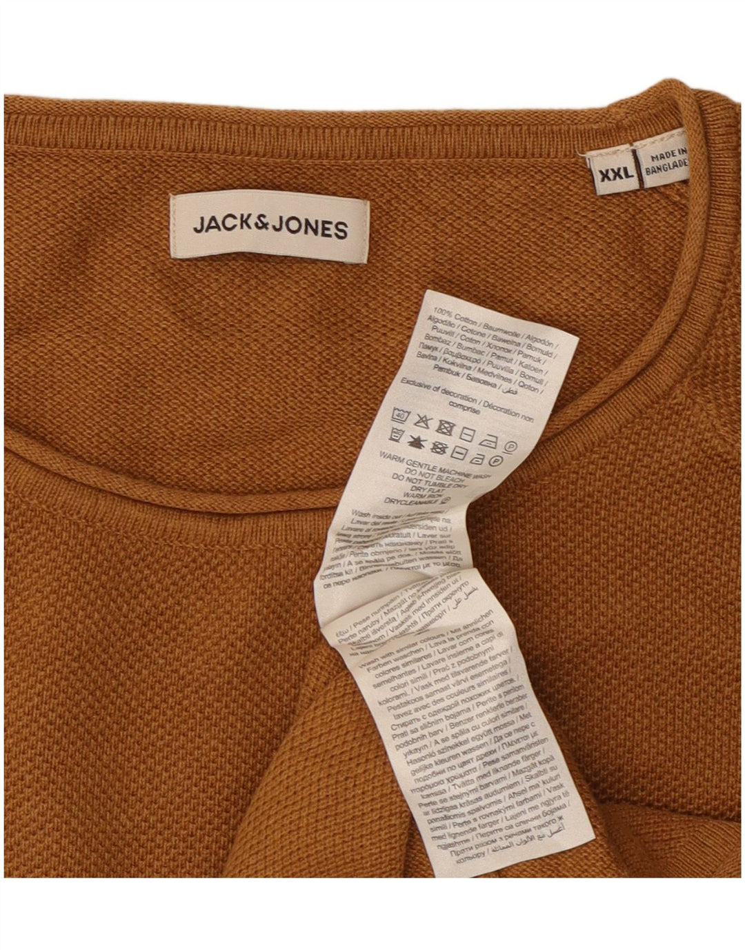 Jack & Jones Mens Crew Neck Jumper Sweater 2XL Brown Cotton